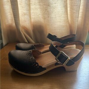 Dansko Marta Black Leather Clogs